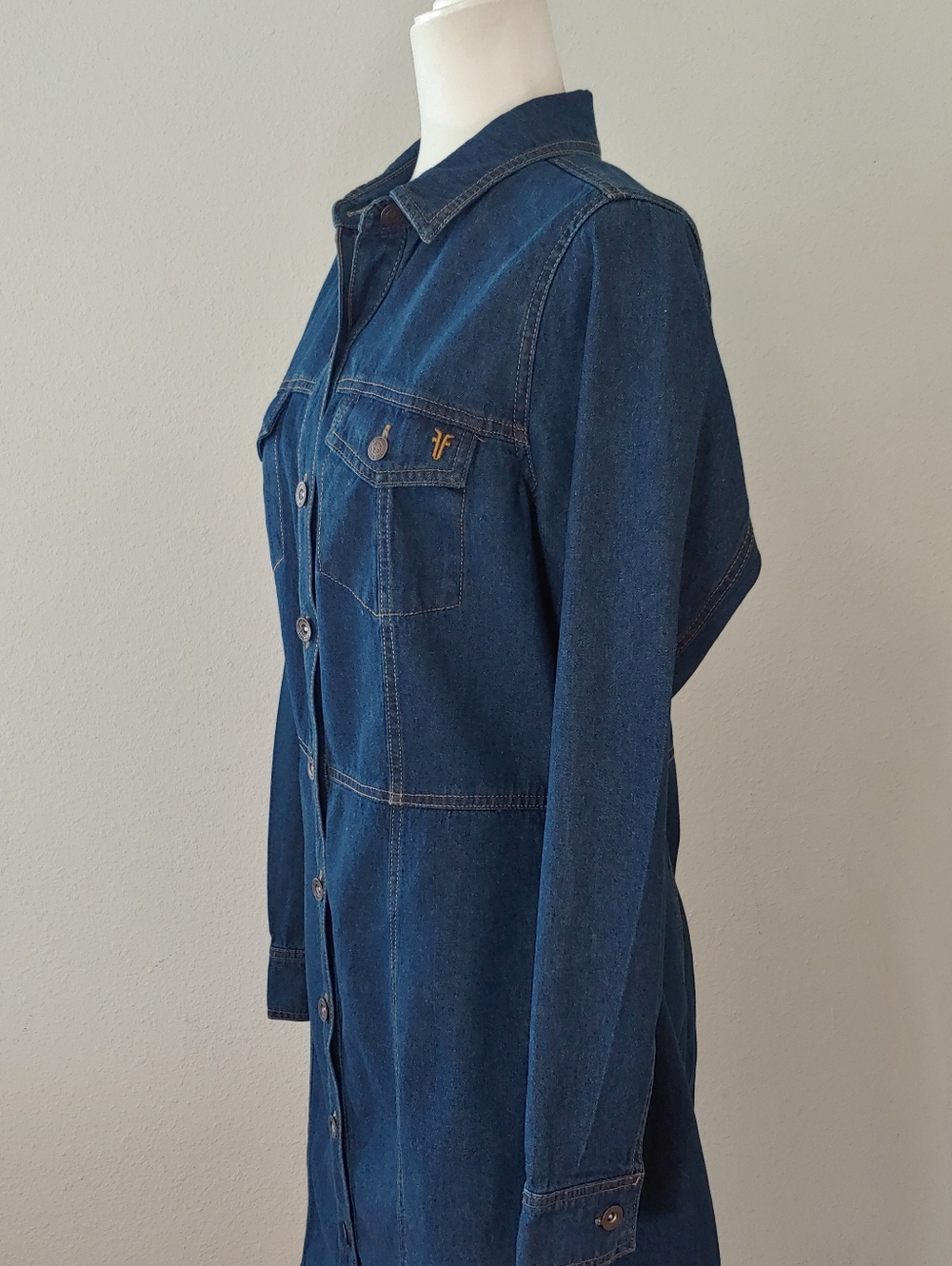 FRYE Blue Denim Button-Front Cotton Dress Women's Medium - Picture 12 of 16